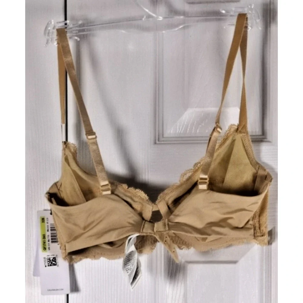 NWT Calvin Klein 32B Seductive Comfort Lace Bra QF1741 Beige Unlined Full Figure